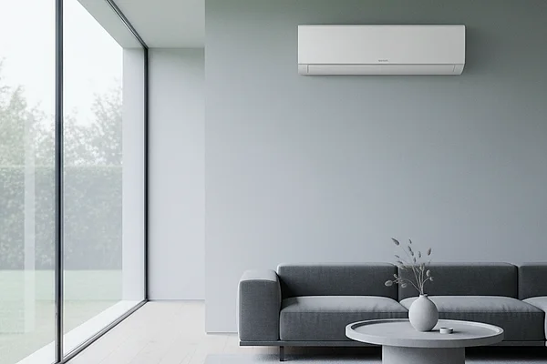Moderne Split-Klimaanlage im Wohnzimmer