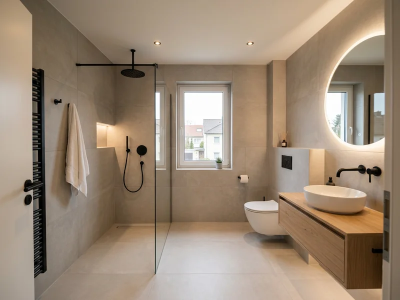 Bad-Sanierung — Modernes Designbad mit bodengleicher Dusche